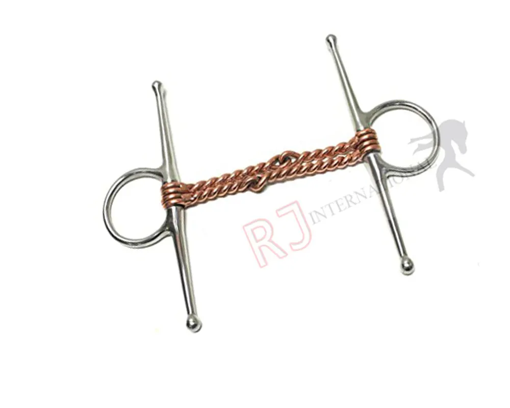 Custom Logo NEW Horse Tack by Riaz Jamal Intel Stainless Steel Full Cheek Snaffle Bit with Western Style Wire Twist Mouth