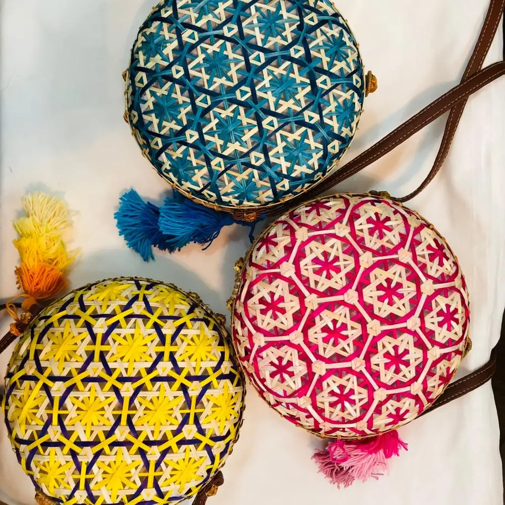 Cheap price 100% natural summer bag bamboo crossbody canteen durable Vietnam bamboo handle bag