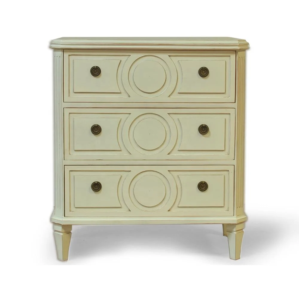 Antique White Painted 4 Drawer Chest Gustavian Style
