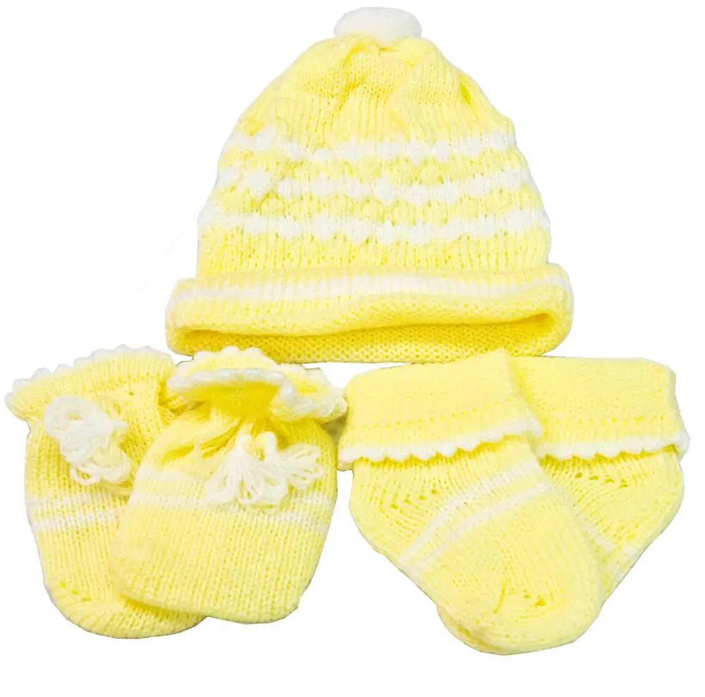 
Knitted Infant Baby Cap Mitten and Sock Knitting Beanie Baby Infant Cap made in Thailand 