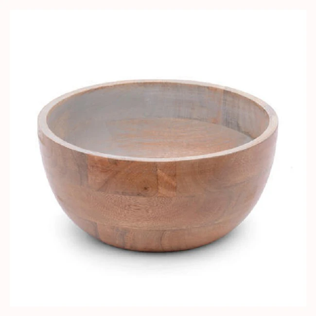 Customized Design and Size Salad Or Soup Serving Bowl Chinese Wooden Bowl Boat Shape Acacia Wooden Serving Bowl
