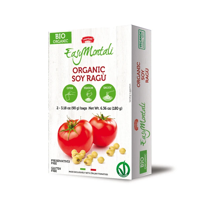 Top high quality Bio organic vegan soya ragu sauce made in italy single dose for dressing snack and pasta sauce