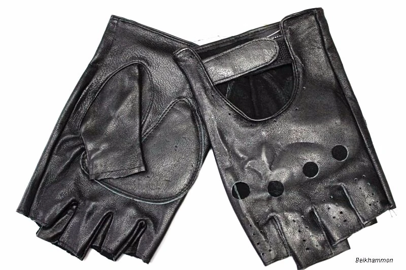 Leather gloves men Thin Fashion Hollow Style Color Sheepskin Outdoor Motorcycle gloves Riding  Driving gloves