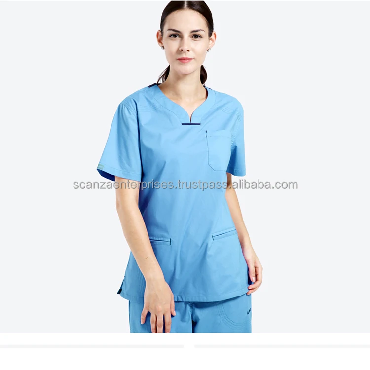 Fashion Colors Designs Strech Uniforme Suits Sets Women Nurse Medical Scrubs Comfortable Hospital Uniforms Stylish Silicon Silk