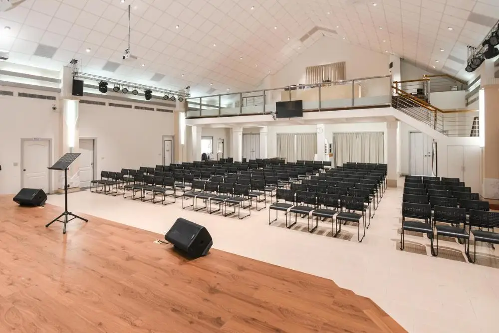 Taiwan stacking with tablet plastic cushion chair