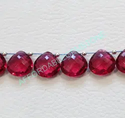 Ruby lite quartz heart shape stone top drill gemstone jewelry making gemstone high quality stone jewelry making gems rare stone