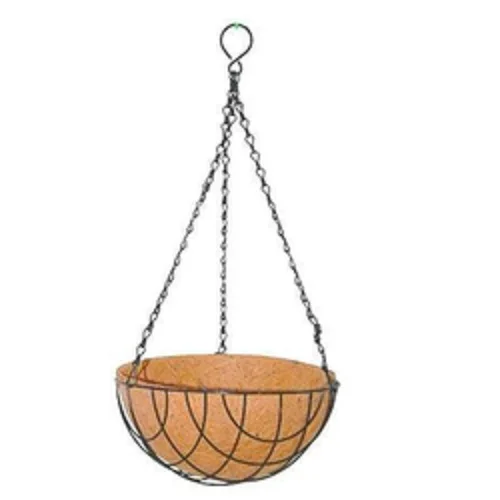 Handcraft 12 Inch Garden Balcony Wall Hanging Basket For Flower Coconut Fiber Hanging Basket With Metal