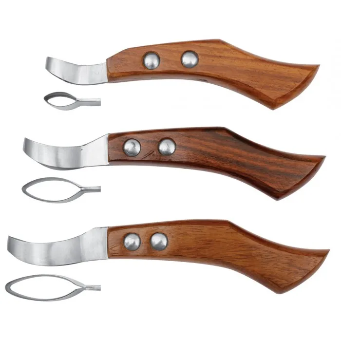 Farrier Hoof loop Knives Wooden Handle and with Pick Head Horse hoof farrier tools set stainless steel hoof knives