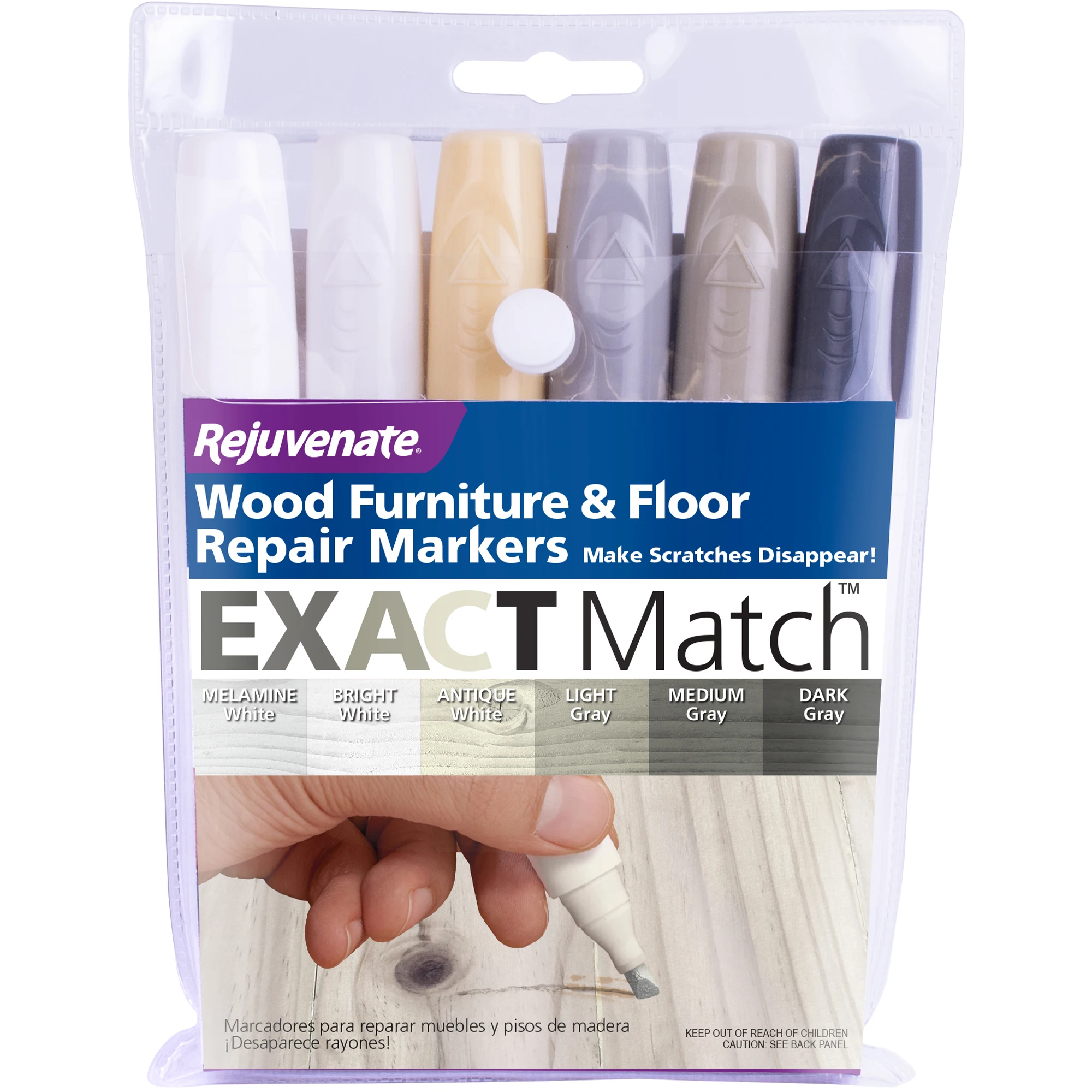 Wood Craft White & Grey Fill Scratches Scuff Rejuvenate Wood Repair Markers For Furniture & Floors 6 Pieces Per Pack