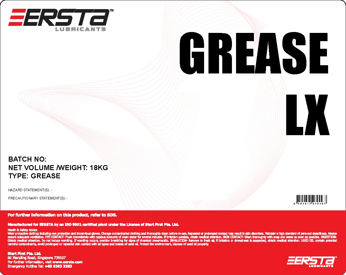 LX Lithium Soap anti-rust parts anti-corrosion Lubricate various 450gr cartridge applications multi purpose EERSTA GREASE