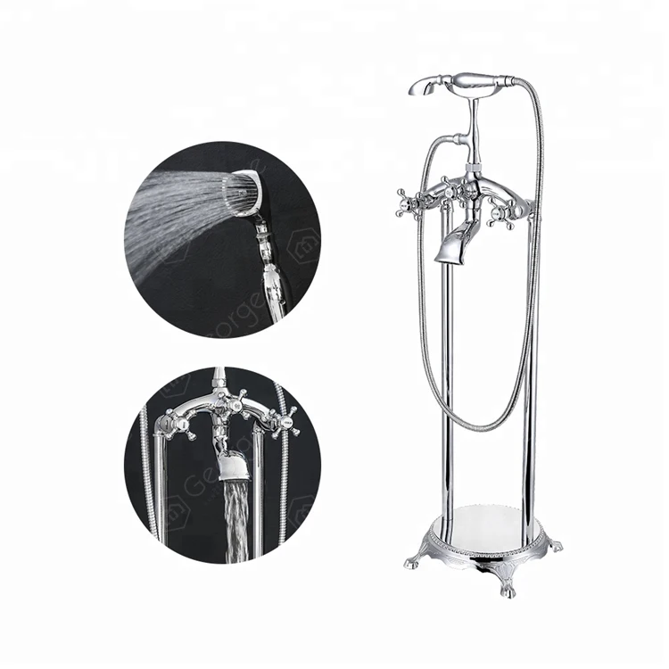 
Exposed Bath Rain Stainless Steel Floor Standing bathtub faucet 