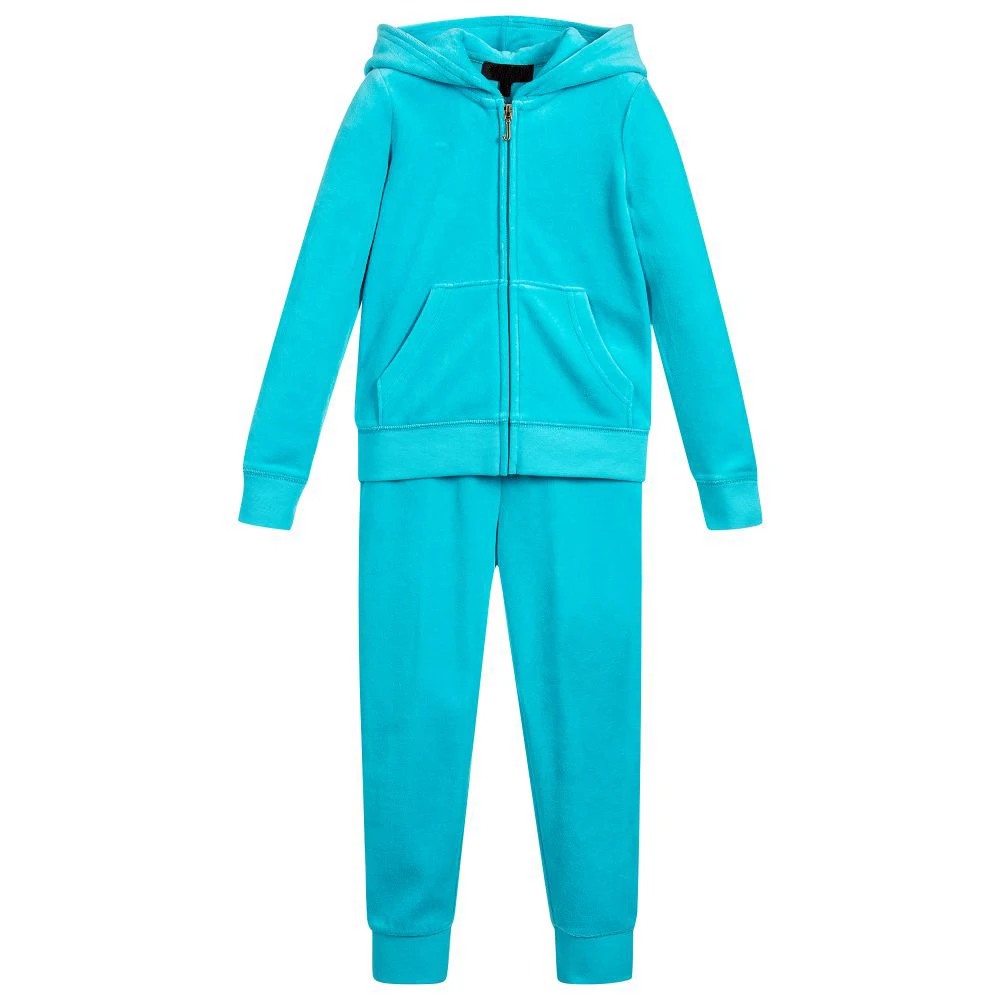 Baby Pink Velour Women Suits With Golden Zipper And Hoodie with Fur