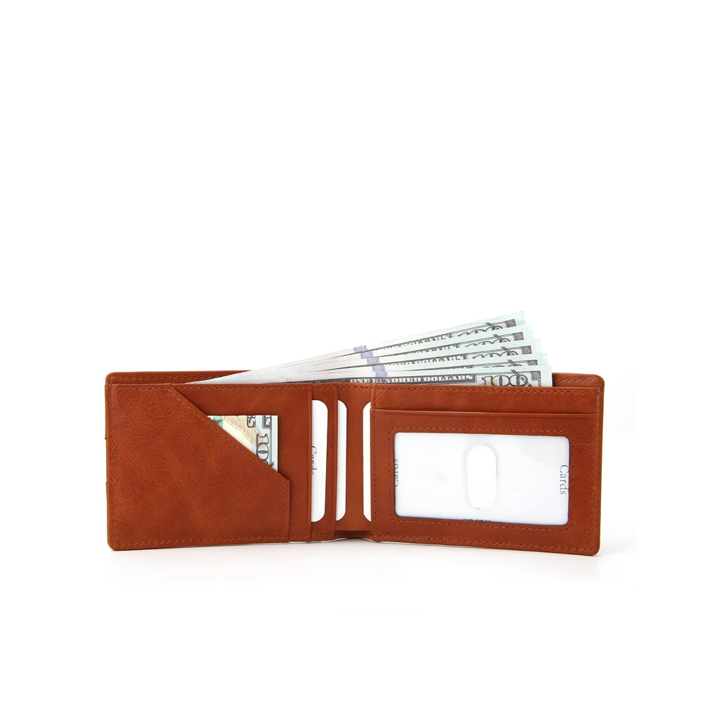 
2021 Hot Clip Wallet Men BSCI Certificated Manufacturer Slim RFID Leather Wallet 