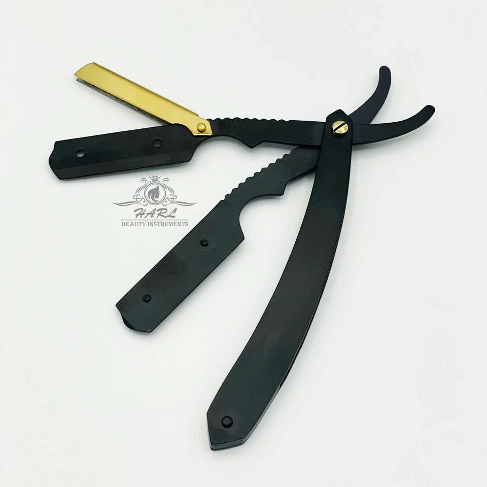 Safety Razors for Men Wet Shaving Products Private Label Single Blade Black And Spine Gold Color Barber Razor