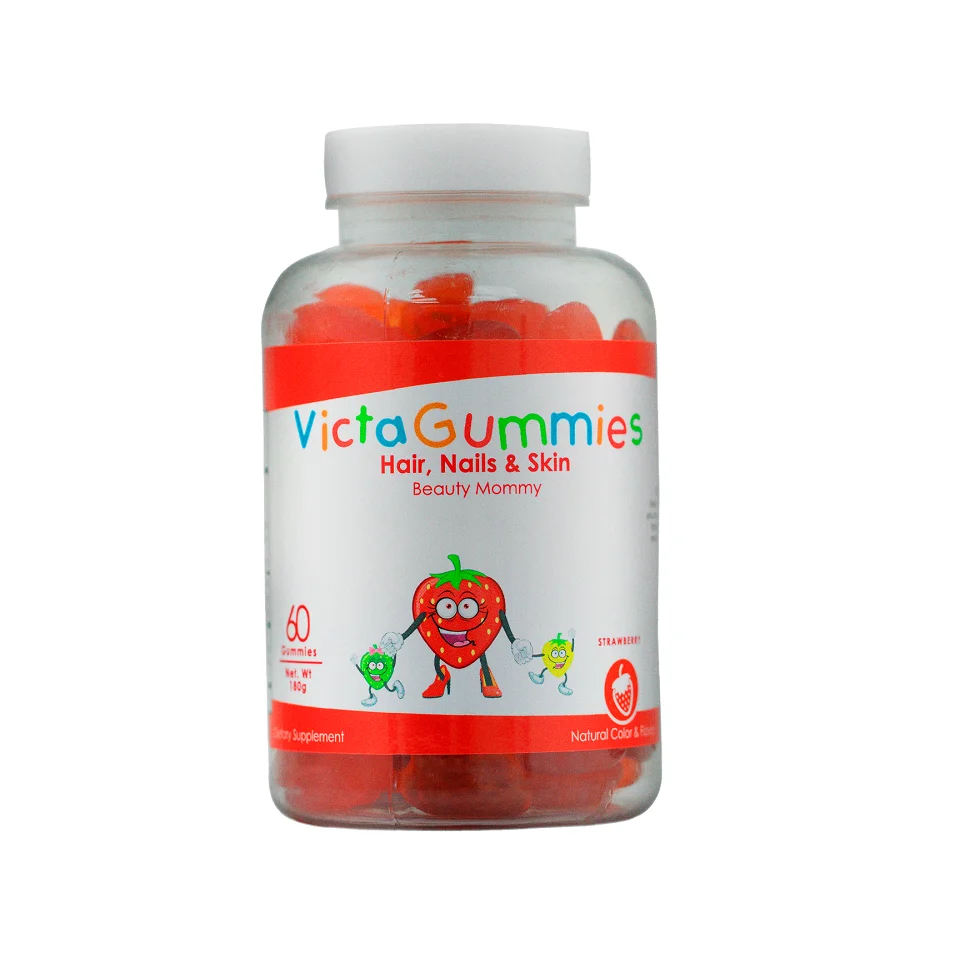 
Pectin-Based VictaGummies Hair, Nail and Skin - 60 gummies - Supplement with Vitamins and Minerals 