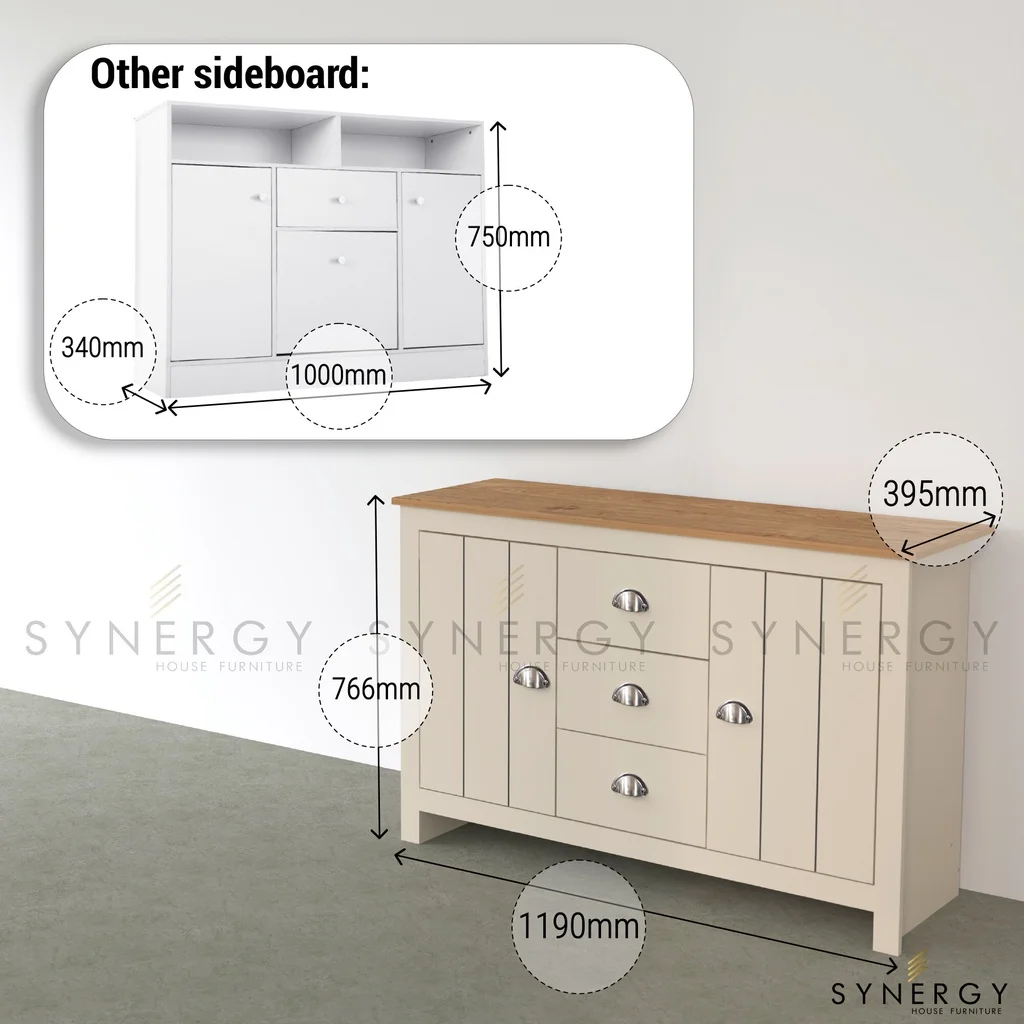 Multi purpose Sideboard - LEXINGTON Series - 3.9ft - Display Cabinet - Multifunctional Side Table for living room