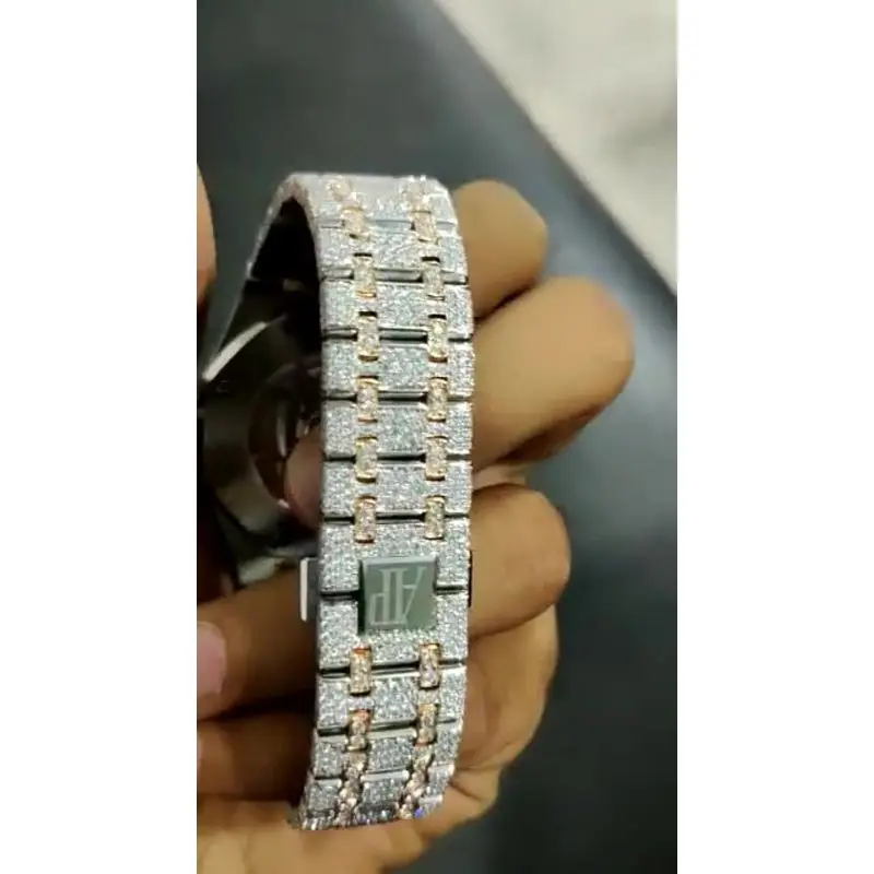 Часы мужские водонепроницаемые браслеты из нержавеющей стали чистого бриллианта роскошные