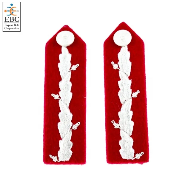 OEM Uniform Gorgets Collar Patch 4 Oak Leaf Silver Embroidery or Dark Blue Velvet High Quality Handmade Dress Uniform Gorgets