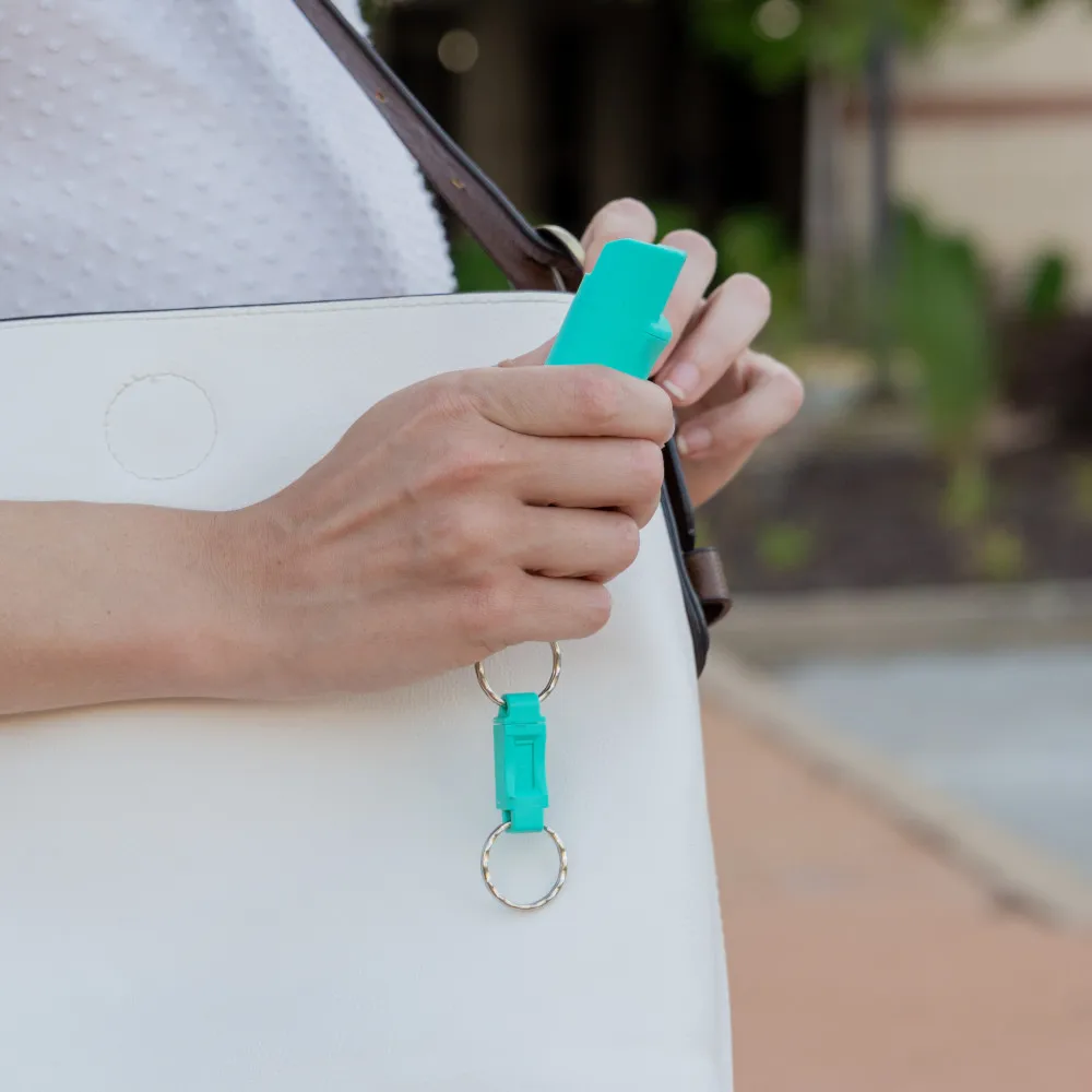 SABRE Pepper Spray With Quick Release Key Ring, 25 Bursts, 10 Foot (3 Meter) Range, Mint Green