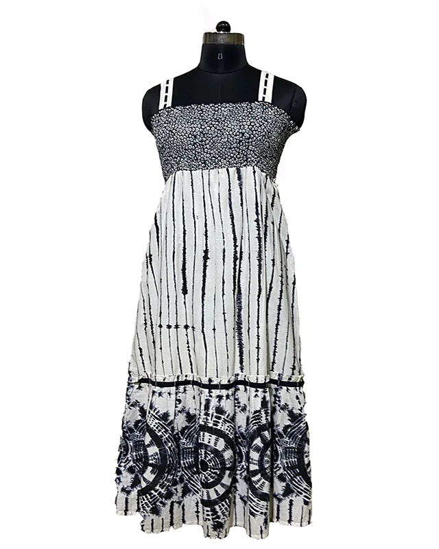2021-22 Cotton Dress New Arrival Sexy Black White Color Tie-dye pattern Autumn Summer Beach Casual Elegant Dress for women