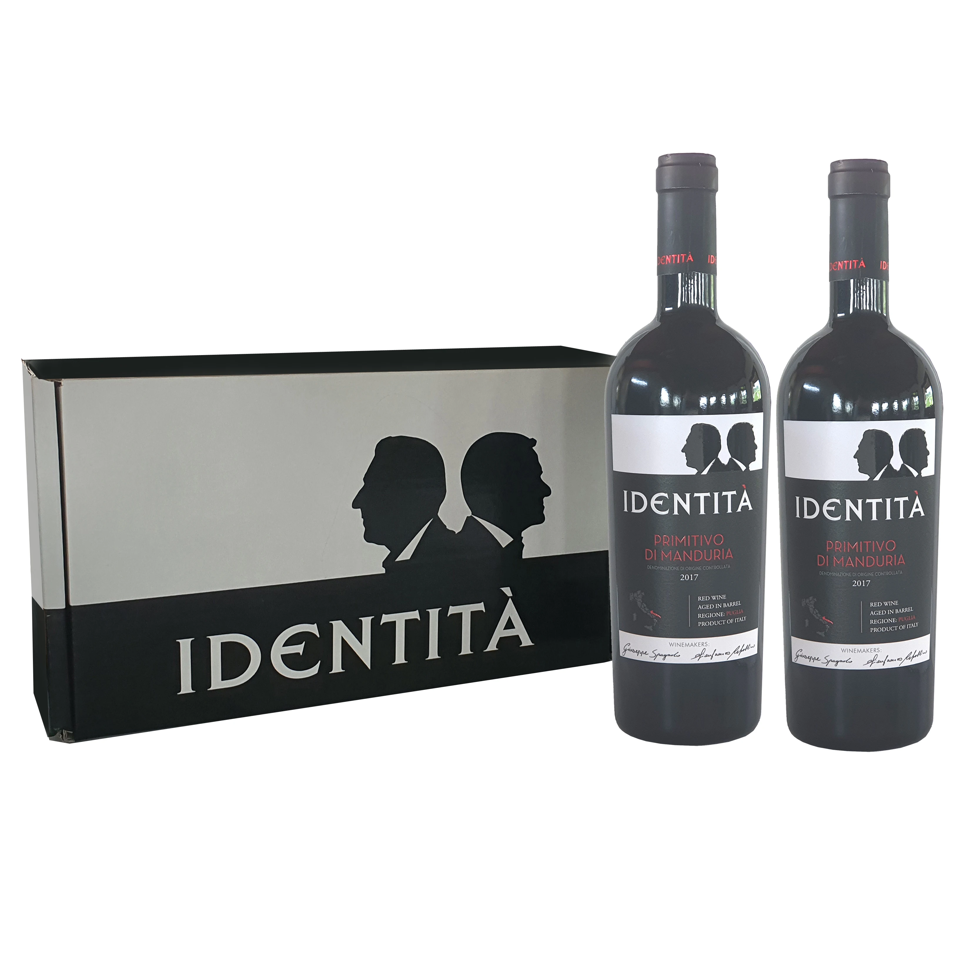 Подарочная коробка, 2 бутылки итальянского красного вина Primitivo di Manduria DOC «идентичной» Zinfandel 750 мл PREMIUM