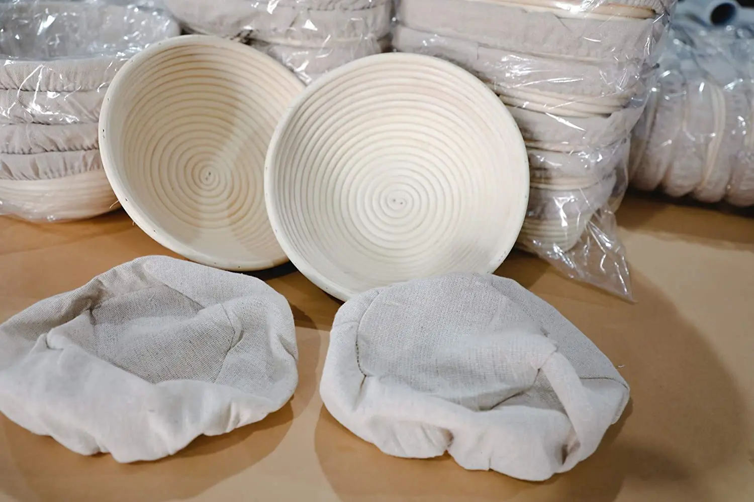 Vietbay Crafts 9 inch Handmade Round Rattan Baneton Bread Proofing Basket Dough Bowl Bread Baking Tools