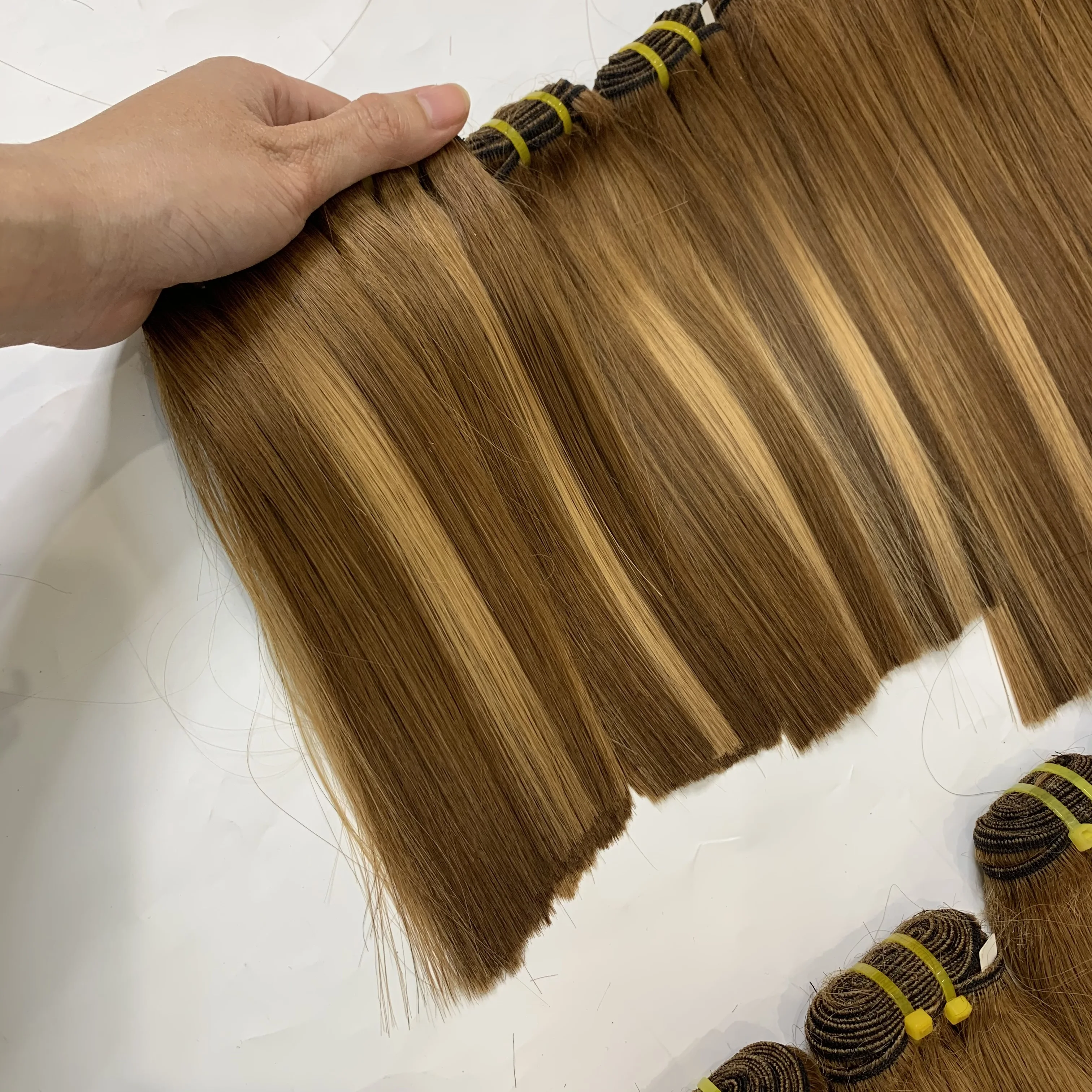 [Волосы прямого цвета из Вьетнама] пучки человеческих волос с выравненной кутикулой высококачественные человеческие волосы для наращивания