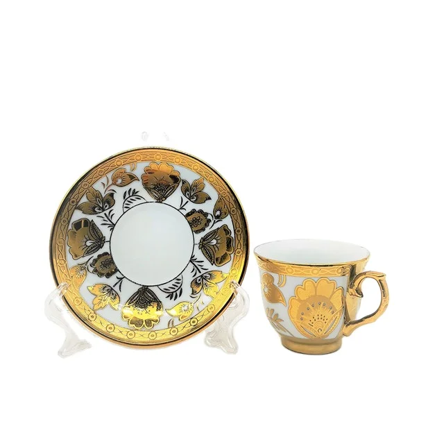 
90cc ceramic tea set golden porcelain cup and saucer 