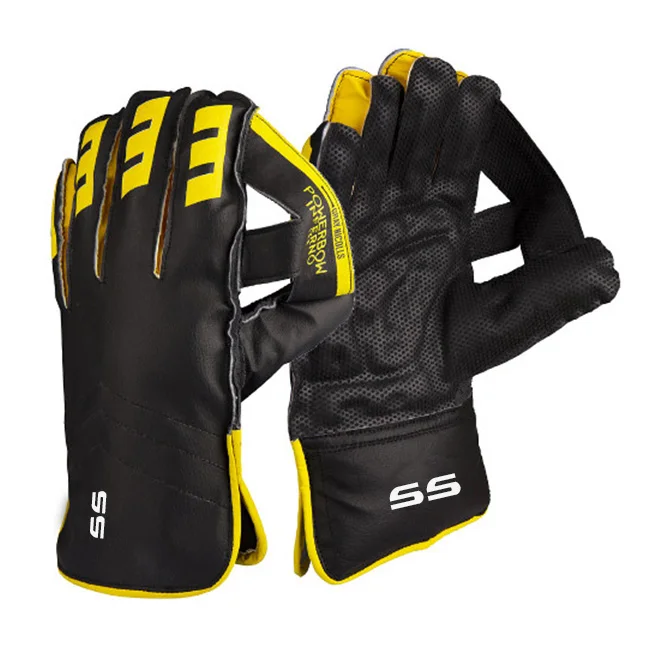 Black design cricket wicket keeping gloves comfortable Pro quality cricket wicket gloves / Customize logo, size and color