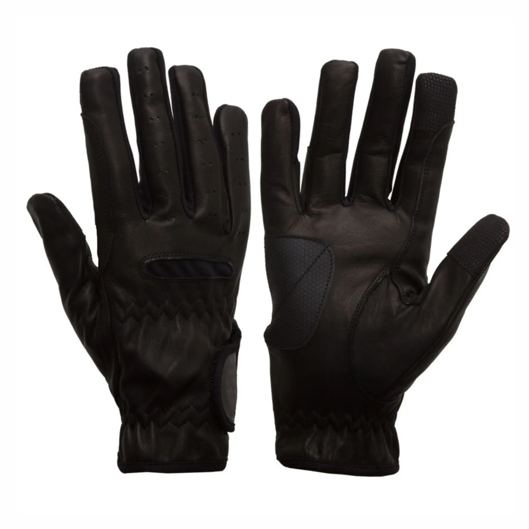 Низкая цена оптовая индивидуальные черные кожаные перчатки для верховой езды новые