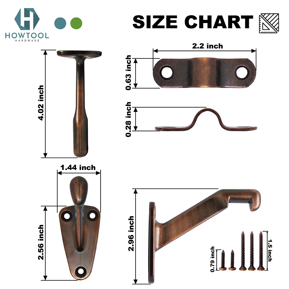 Handrail Bracket Extended Arm House Wood Stair Hardware Brackets Wall Mounted Staircase in Brushed Nickel