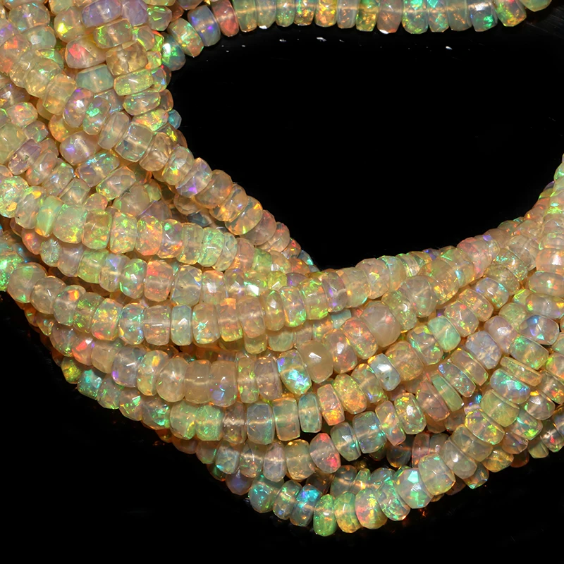Top Quality Ethiopian Opal Faceted Rondelle Shape Gemstone Wholesale Beads Ethiopian Opal Faceted Beads Opal Rondelle