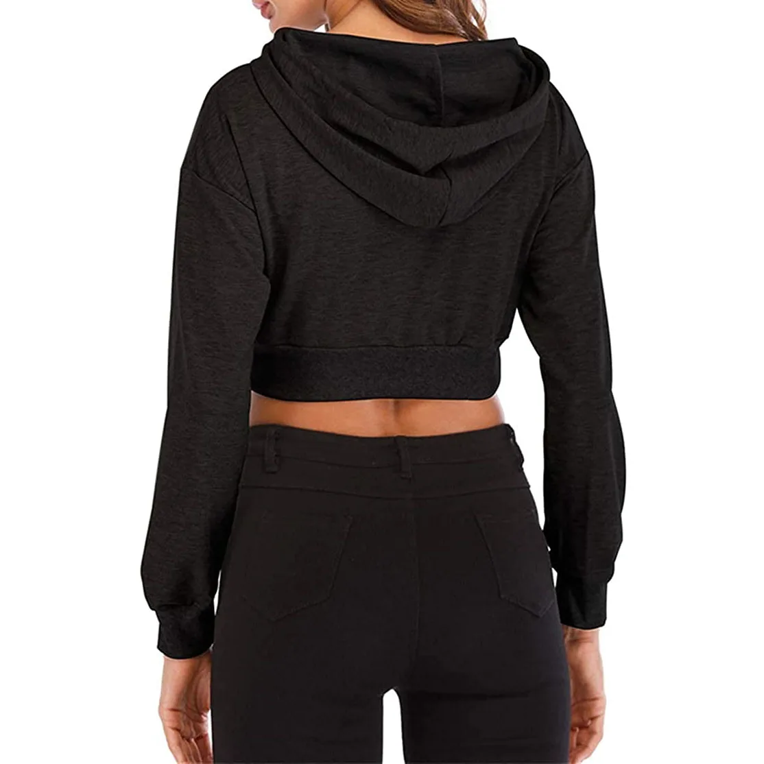 Wholesale Custom Logo Female Cropped Hoodies Women Cotton Crop Top Hoodie Top Selling Plus Size OEM Design