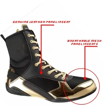 
black and gold boxing shoes 
