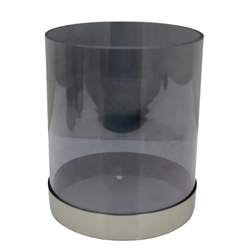 Home Decoration Candle Pillar Holder Glass Smoke Luster Iron Metal Nickel Silver Color Standard Size Candle Stand Handmade Bulk