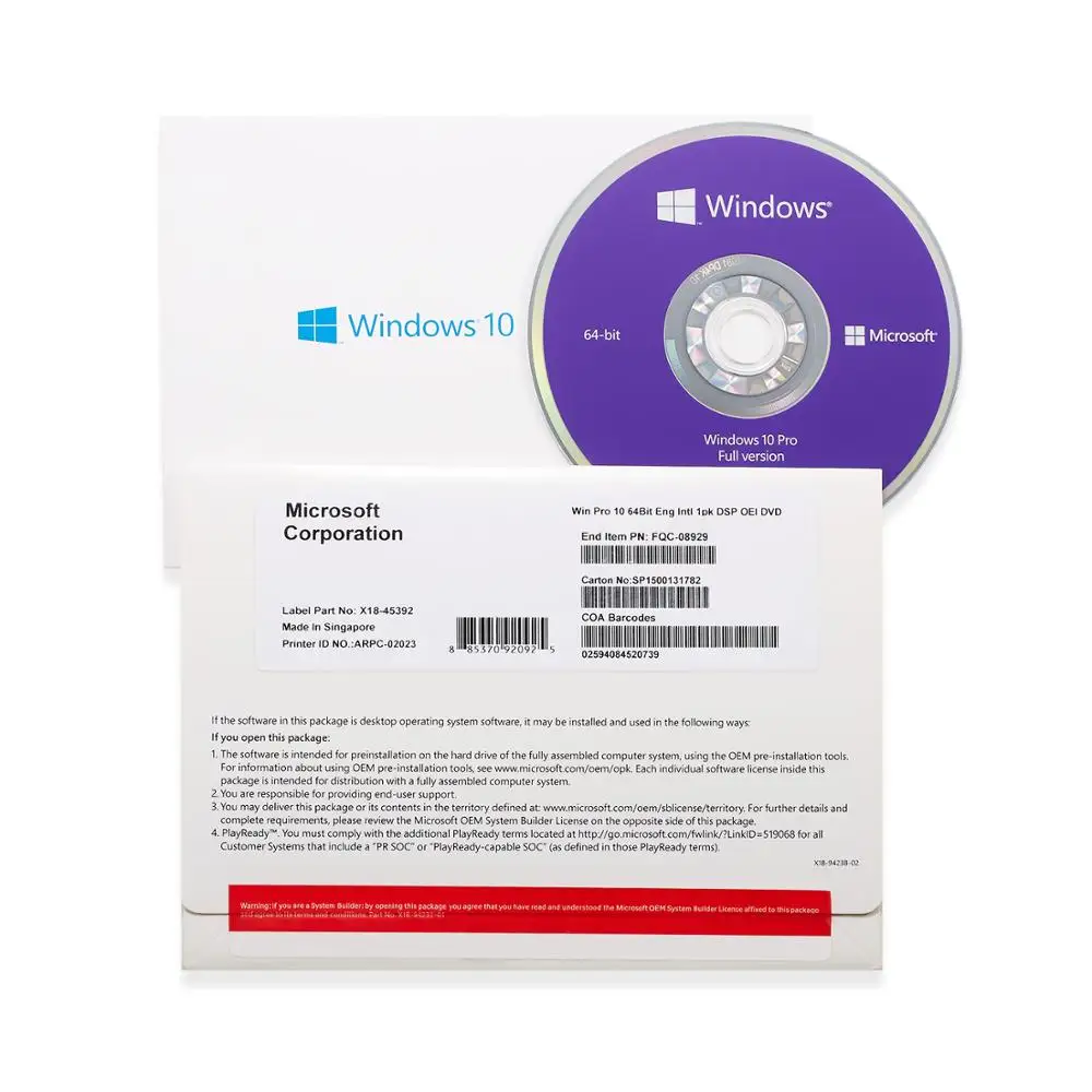 Windows 10 Pro DVD OEM Full Pack english original activation
