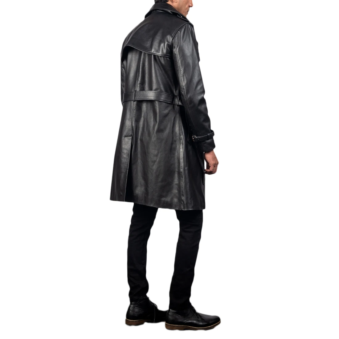 Hot Sale Genuine Cow Hide Leather Top Quality Men Long Trench Coat Fashion Leather Winter Trench Coat