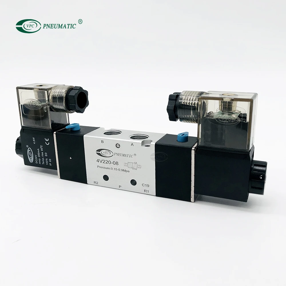 Airtac 4v220-08 double control Pneumatic air solenoid valve 24v 5/2 way solenoid valve