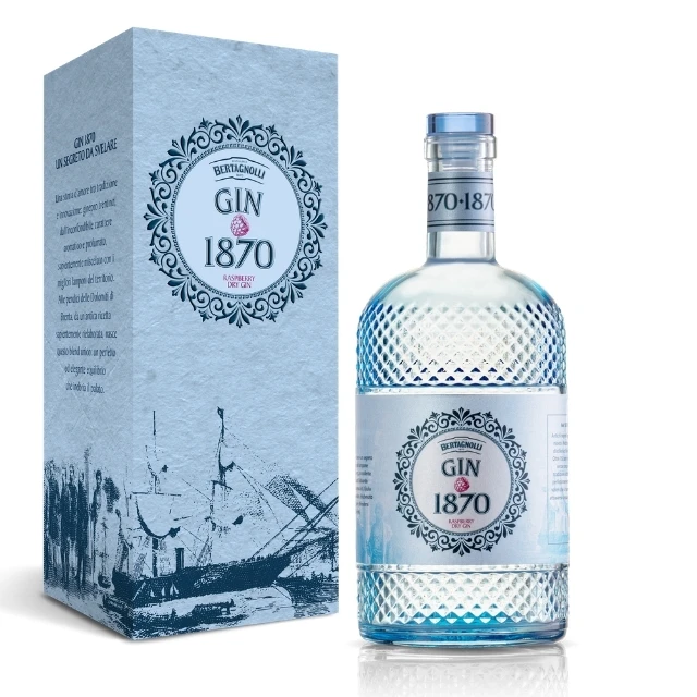 
Premium Raspberry Italian Dry Gin 1870 700ml Glass Bottle Gift Box 