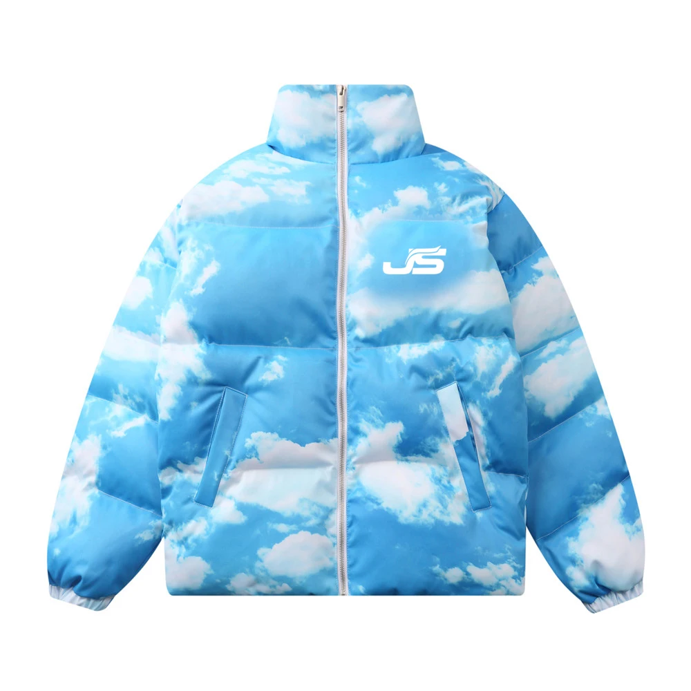 
Зимняя теплая верхняя одежда с капюшоном на молнии для мужчин в стиле «хип-хоп» куртка-парка звездного неба с узором в виде облаков и вышивка куртка-ветровка в стиле Харадзюку, стеганая куртка, пальто 