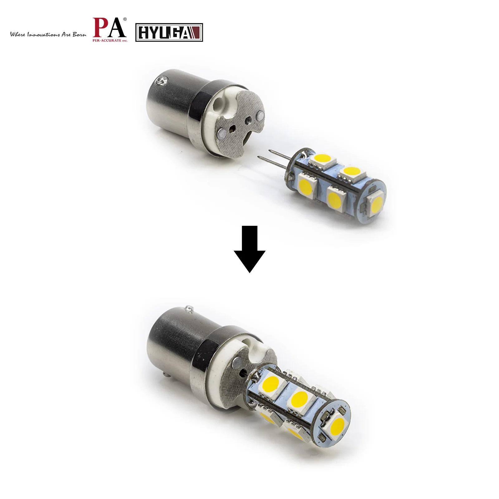 PA　G4からBA15S 1156　シングルソケット　トランスバルブ　ランプアダプター