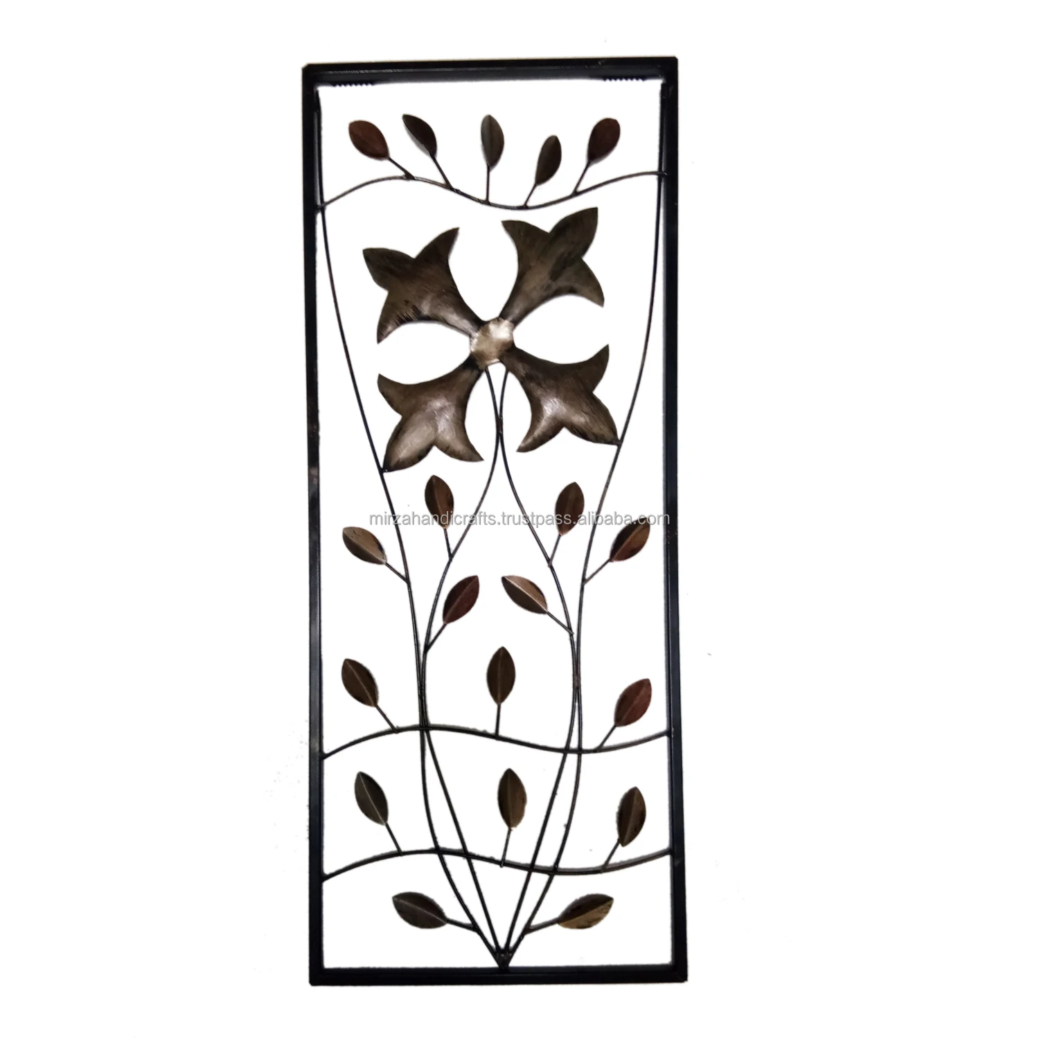 Luxury Decorative Rectangular Framed Metal Flower Wall Art Panels For Home Decorative Wall Hanging