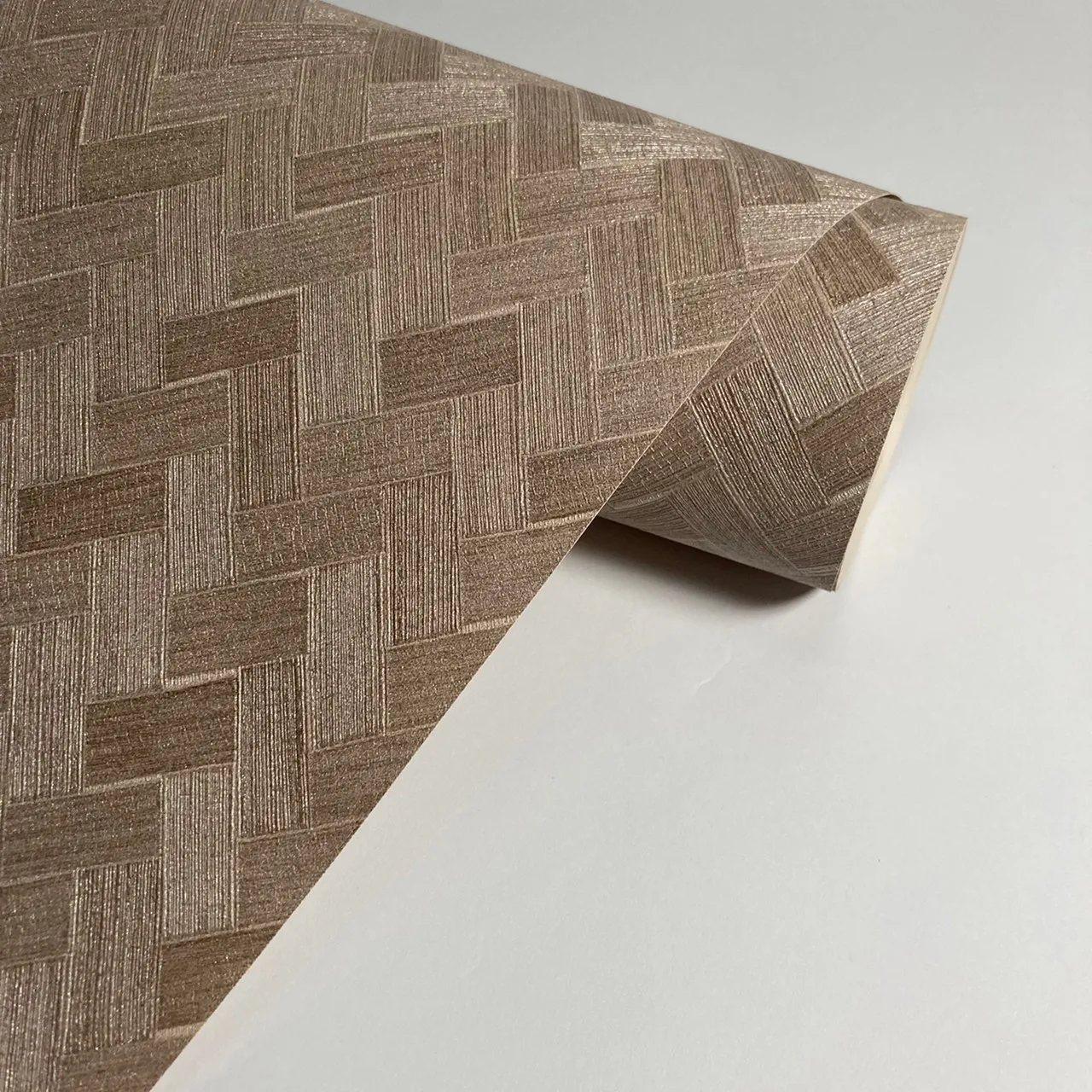 Japanese style woven wood grain and wind Office living room restaurant home decoration embossed PVC wallpaper