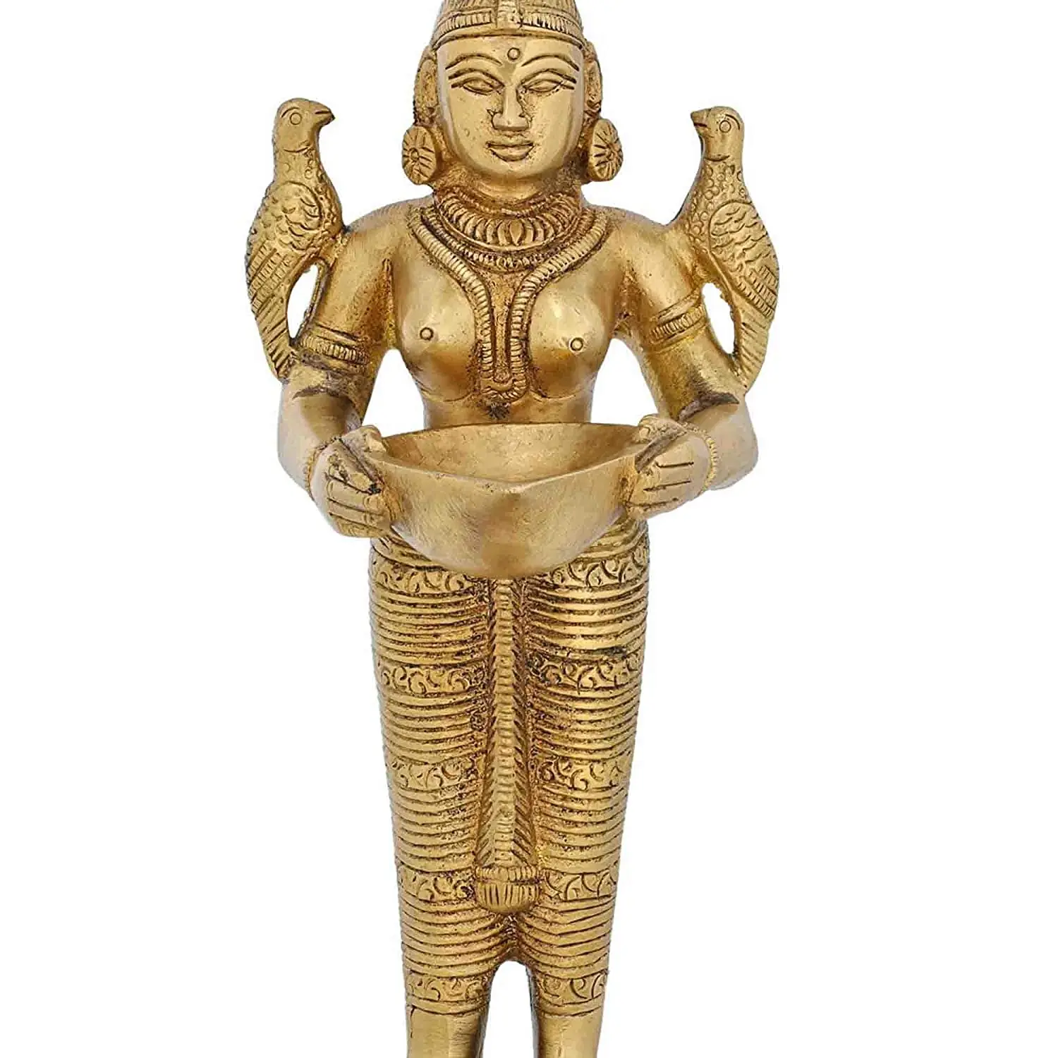 ShalinIndia индийская латунная масляная лампа ручной работы Deva Kanya Diya 7 25 дюйма x 2 5 религиозные рождественские подарки индийские латунные масляные лампы