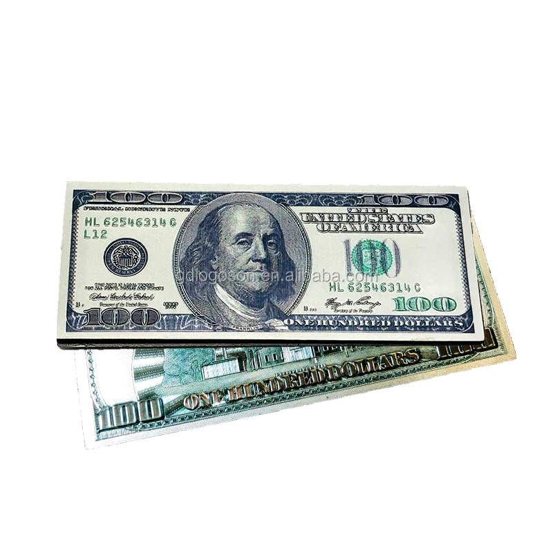 100% Custom Logo 100 US Dollar Bill Money Fridge Magnet Gift Double Sided Magnet Foil Fridge Magnets Souvenir