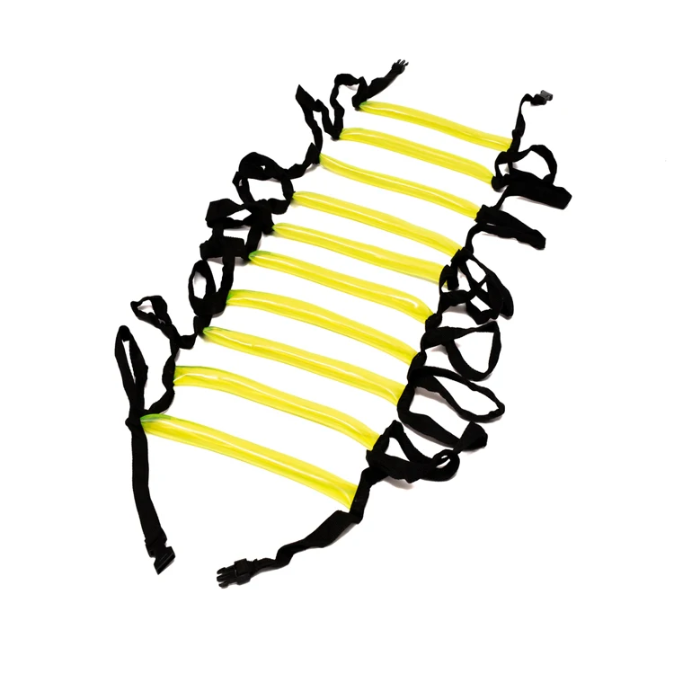 Indoor Speed Agility Ladder with Adjustable Size Made from Wood Soft PVC Rungs and Webbing Straps-for Bulk Buyers