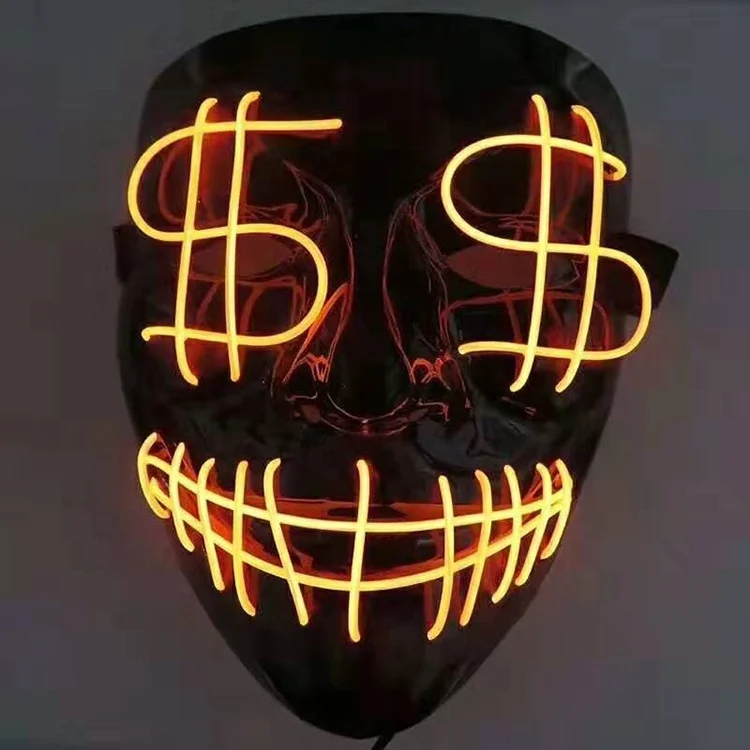 Светящаяся светодиодная маска доллара на Хэллоуин Рождество