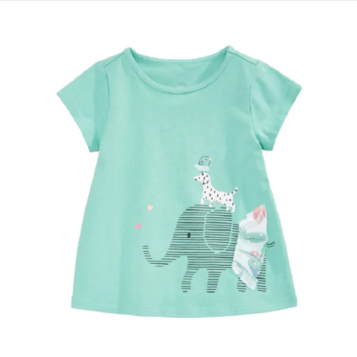 Wholesale Kids Clothes Print Pattern Girls 100% Organic Cotton T-shirts Direct Factory Manufacturer from Bangladesh