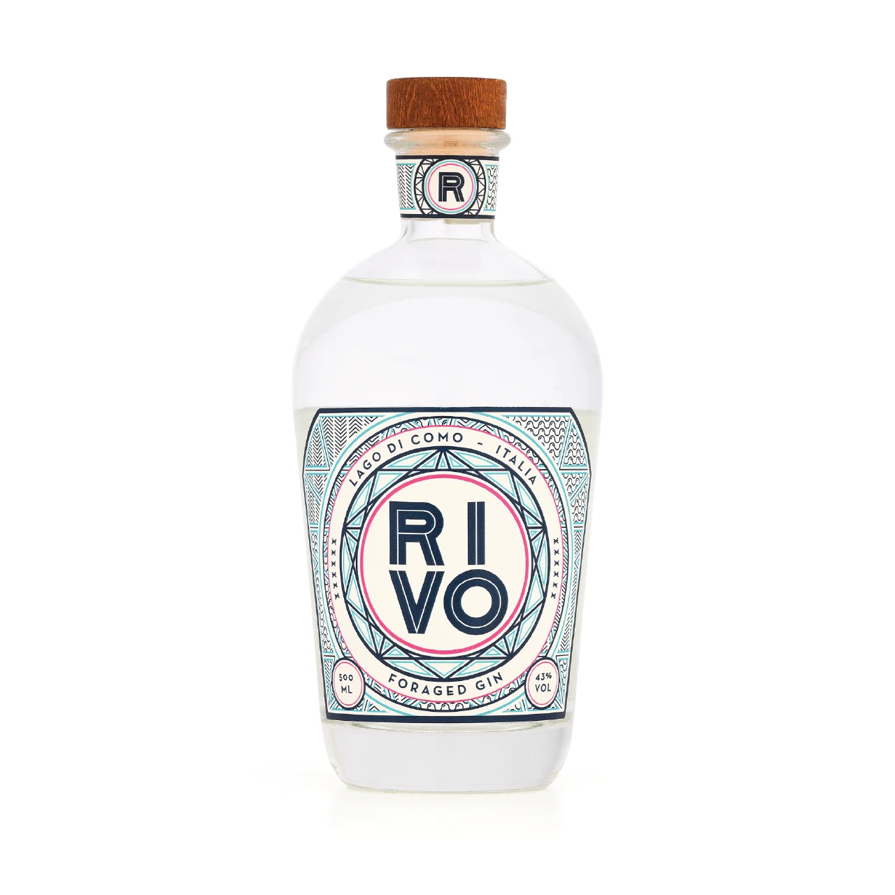 Top quality made in Italy RIVO Gin (50cl) from Lake Como for cocktail Bars