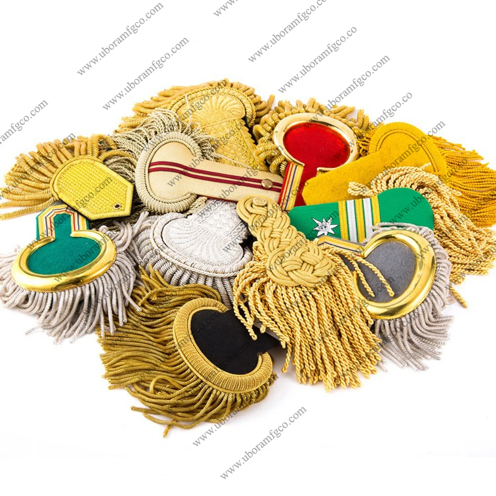 MILITARY GORGET EPAULETTE, POLICE OFFICER UNIFORM GORGET COLLAR PATCHES,GENERAL,ARMY,RANK,HAND EMBROIDERY BULLION WIRE,CUSTOM